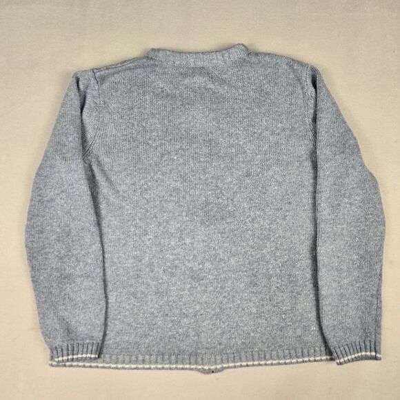 Snowflake Winter Christmas Sweater Womens Size Large Blue Full Zip Cardigan Silk - Picture 2 of 8